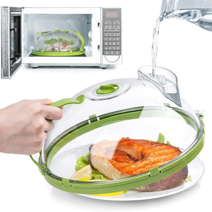 Microwave Cover for Food Clear Microwave Splatter Cover with Water Steamer and Handle 10 Inch Plate Covers Kitchen Gadgets