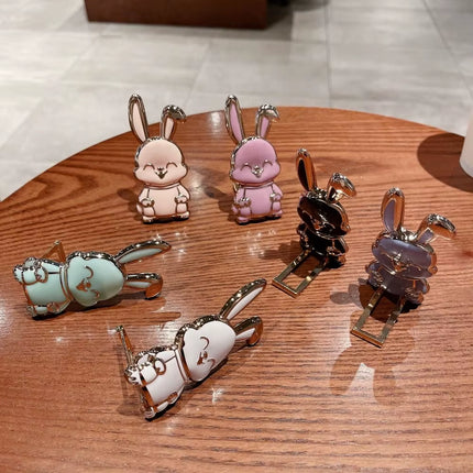 Bunny Finger Ring Holder Mobile Phone Mini Pull Rod Foldable Phone Finger Ring Holder Lazy Phone Back Sticker Pad Phone Kickstan