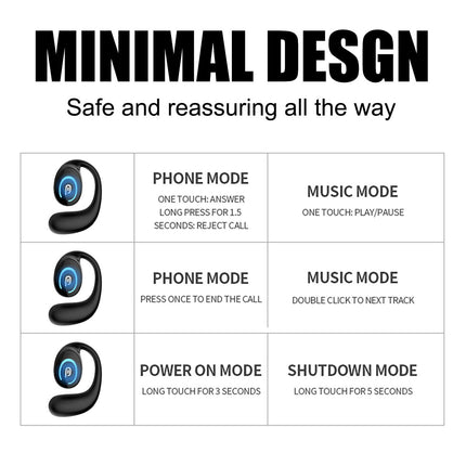Open Ear Bluetooth Headset Air Conduction Headphones Wireless Earphones Sports