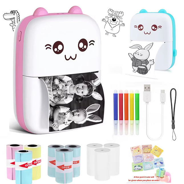 58Mm Mini Portable Thermal Printer Cat Shapes Lightweight Wireless Photo Label Memo Wrong Question Printing USB Cable Printer