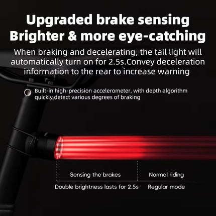 Bicycle Tail Light Smart Brake Sensing Rear Bike Light Aluminum Waterproof Type-C MTB Road Warning Cycling Taillight