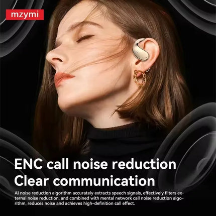 Mzymi Q39 Wireless Earhook Earphone Bluetooth5.4 ENC Call Noise Reduction Headphone LED Digital Display Headset for Android IOS
