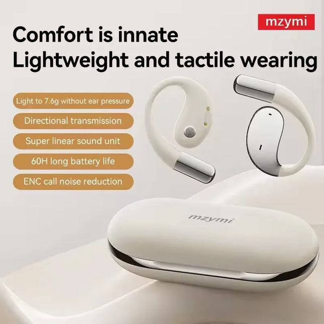 Mzymi Q39 Wireless Earhook Earphone Bluetooth5.4 ENC Call Noise Reduction Headphone LED Digital Display Headset for Android IOS