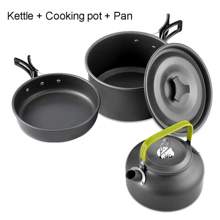 Camping Cooking Set Camping Cookware Travel Tableware Outdoor Picnic Set Teapot for 2-3 Peaple Non-Stick Pots Assorted Sets