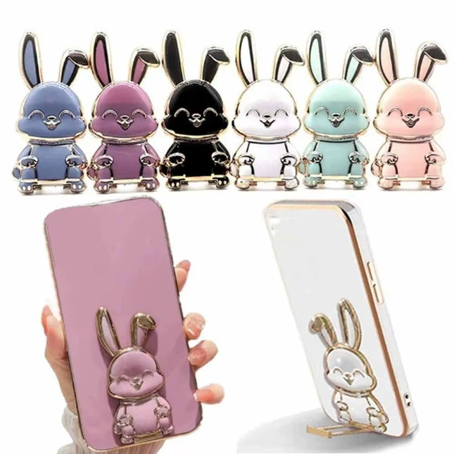 Bunny Finger Ring Holder Mobile Phone Mini Pull Rod Foldable Phone Finger Ring Holder Lazy Phone Back Sticker Pad Phone Kickstan