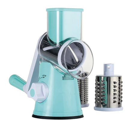 Manual Rotary Vegetable Slicer Cutter Kitchen Vegetable Cheese Grater Chopper with 3 Sharp Stainless Steel Drums KC0082