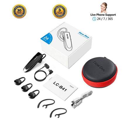 Handsfree Bluetooth Earpiece, Wireless Bluetooth Headset with Microphone (Black)