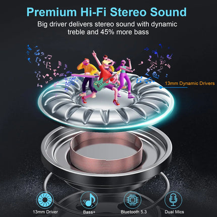 Wireless Headphones,Bluetooth 5.3 Stereo Earphones in Ear with 4 ENC Mic Clear Calls,Noise Cancelling Ear Buds,48H Battery Life.