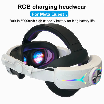 RGB Adjustable VR Head Strap 8000Mah Rechargeable Alternative Head Strap Comfort Reduce Face Pressure for  Quest 3 Headset