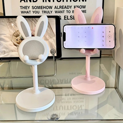 Cute Cartoon Bunny Phone Stand Adjustable Multifunction Desk Stretch Phone Holder for Iphone Ipad Tablet Flexible Smart Cell