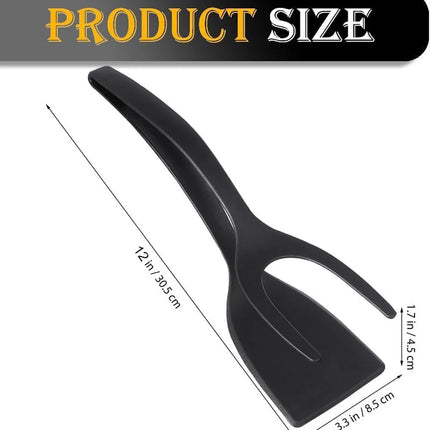 New 2 in 1 Grip Flip Spatula Tongs Egg Flipper Spatula Nylon Non Stick Coating Pancake Fish French Toast Omelet Making Tool