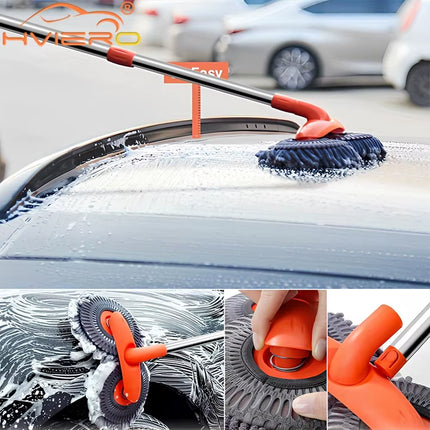 1X Car Cleaning Wash Multipurpose Kit Microfiber Brush Mop Sponge Wipe Auto Home Tools Universal Clean Accessories Yellow Gray