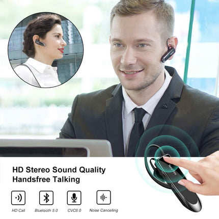 Handsfree Bluetooth Earpiece, Wireless Bluetooth Headset with Microphone (Black)