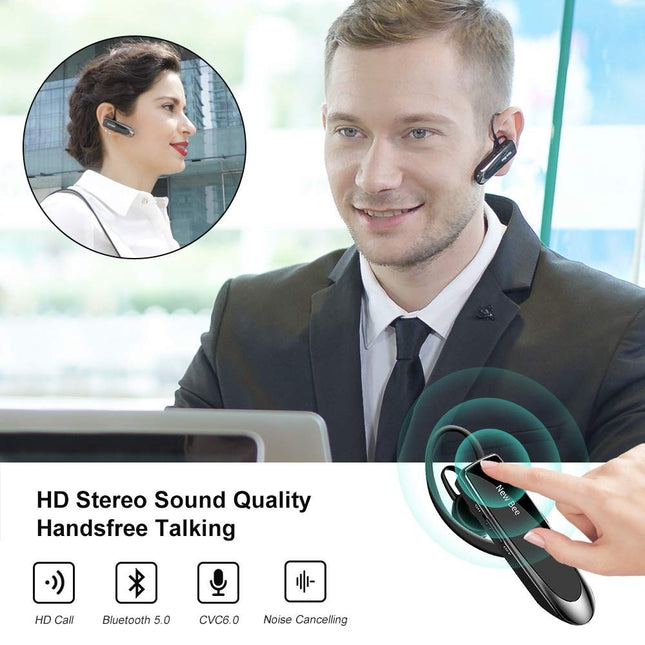 Handsfree Bluetooth Earpiece, Wireless Bluetooth Headset with Microphone (Black)