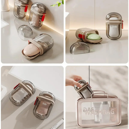 Portable Plastic Soap Case for Travel Container Dish Tray Travel Soap Dish with Drain Portable Soap Holder with Cover