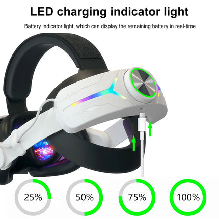 RGB Adjustable VR Head Strap 8000Mah Rechargeable Alternative Head Strap Comfort Reduce Face Pressure for  Quest 3 Headset