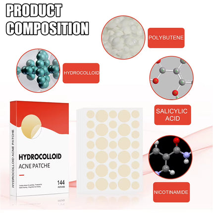 144Pcs/Set Face Skin Care Acne Pimple Patch 2 Sizes Invisible Professional Healing Absorbing Spot Sticker Covering for Men Women