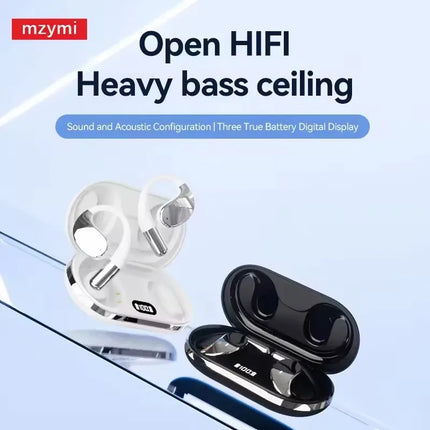 Mzymi Q39 Wireless Earhook Earphone Bluetooth5.4 ENC Call Noise Reduction Headphone LED Digital Display Headset for Android IOS