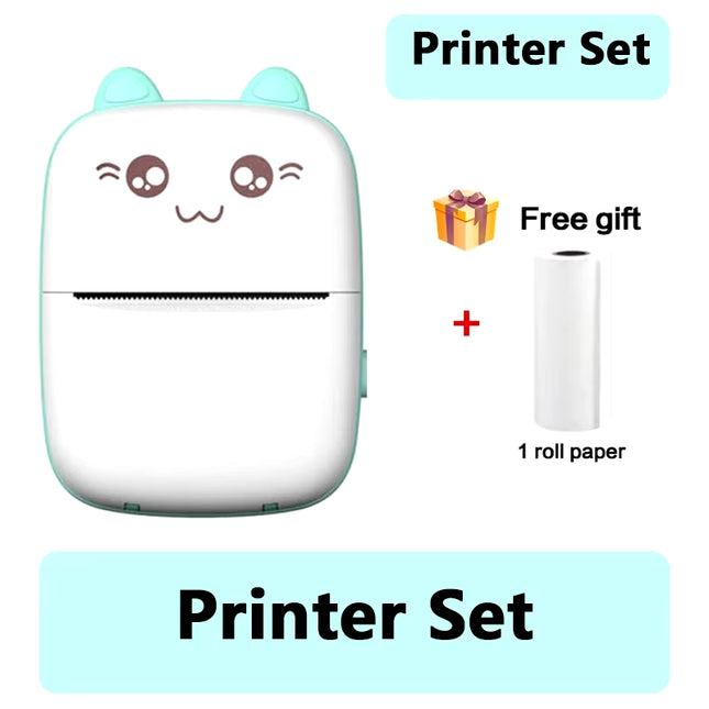 58Mm Mini Portable Thermal Printer Cat Shapes Lightweight Wireless Photo Label Memo Wrong Question Printing USB Cable Printer